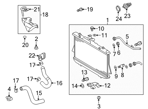 2012 Toyota Highlander Radiator & Components Diagram