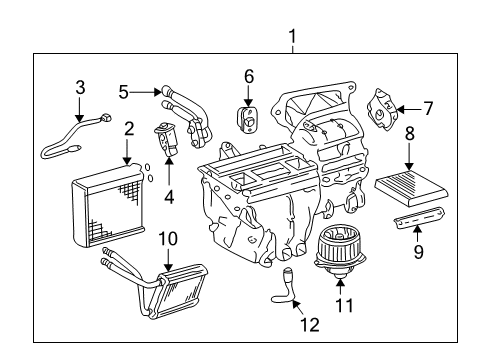 2004 Toyota Corolla A/C Evaporator & Heater Components Diagram