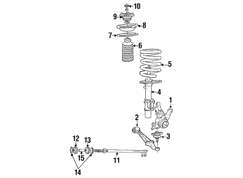 1994 Toyota MR2 Front Suspension Components, Lower Control Arm, Stabilizer Bar Diagram