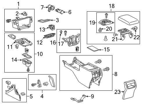 2013 Toyota Camry Center Console, Rear Diagram for 58910-06101-B1