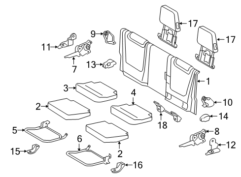 2022 Toyota Tacoma Rear Seat Components Diagram