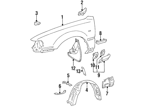 1993 Toyota Camry Fender & Components, Exterior Trim Diagram