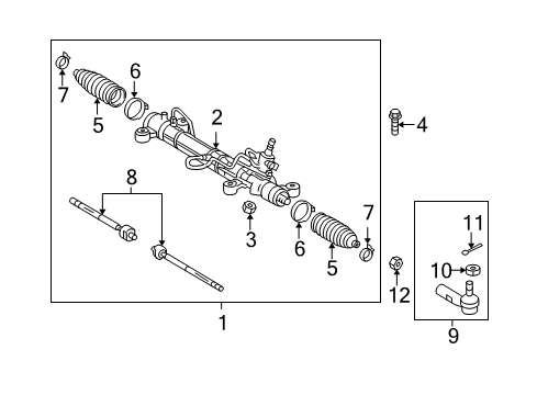 2006 Toyota Matrix Inner Tie Rod Diagram for 45503-09450