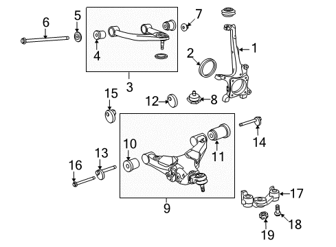 2013 Toyota Tundra Front Suspension Components, Lower Control Arm, Upper Control Arm, Stabilizer Bar Diagram