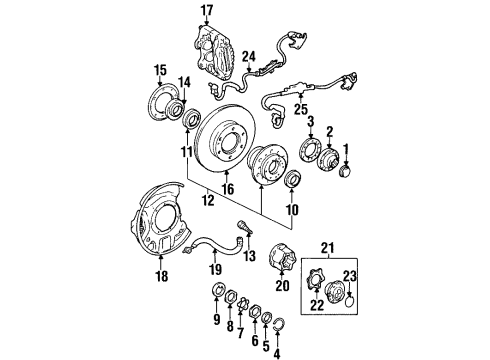 1996 Toyota T100 Speed Sensor, Front Passenger Side Diagram for 89542-35010