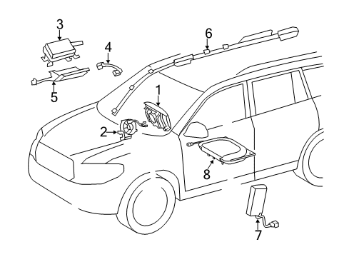 2017 Toyota Highlander Air Bag Components Diagram