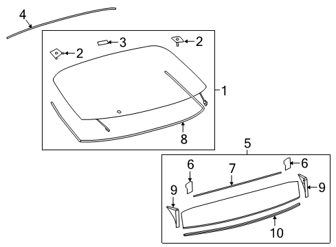 2021 Toyota Prius AWD-e Glass - Lift Gate Diagram