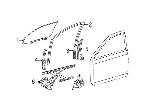 2005 Toyota Avalon Front Door - Glass & Hardware Diagram