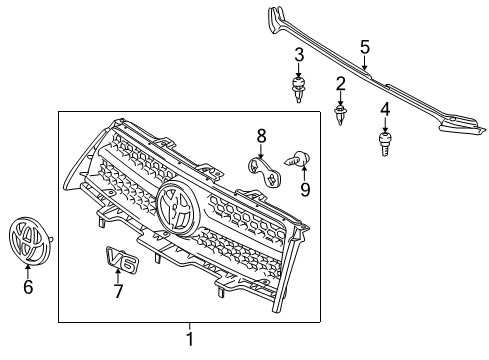 2010 Toyota RAV4 Grille & Components Diagram