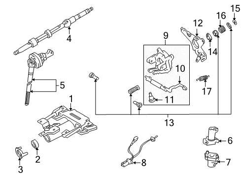 2007 Toyota Sequoia Steering Column & Wheel, Steering Gear & Linkage Diagram 2 - Thumbnail