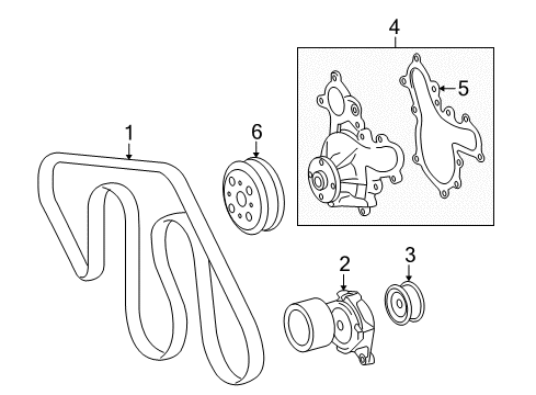 2017 Toyota Sequoia Water Pump, Belts & Pulleys Diagram