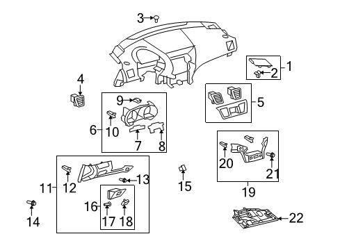 2009 Toyota Highlander Cluster & Switches, Instrument Panel Diagram 5 - Thumbnail