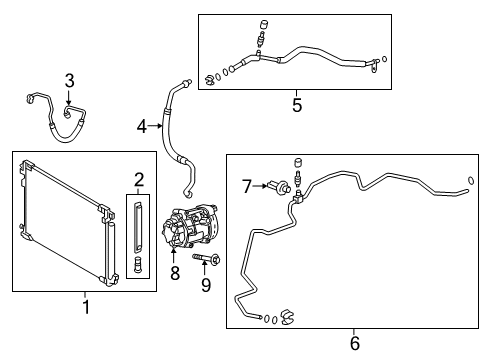 2021 Toyota Prius AWD-e A/C Condenser, Compressor & Lines Diagram