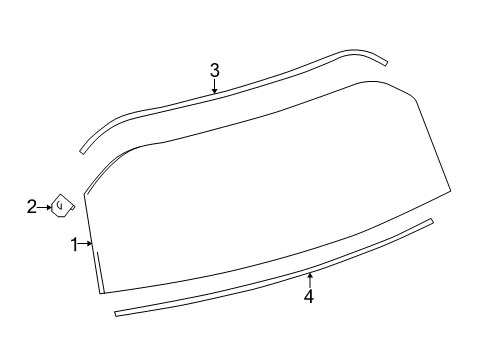2012 Toyota Prius C Lift Gate - Glass & Hardware Diagram