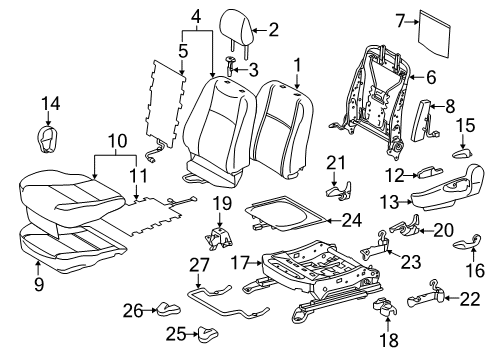2017 Toyota Prius C Front Seat Components Diagram 1 - Thumbnail