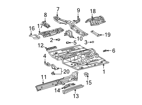 2004 Toyota RAV4 Pillars, Rocker & Floor - Floor & Rails Diagram