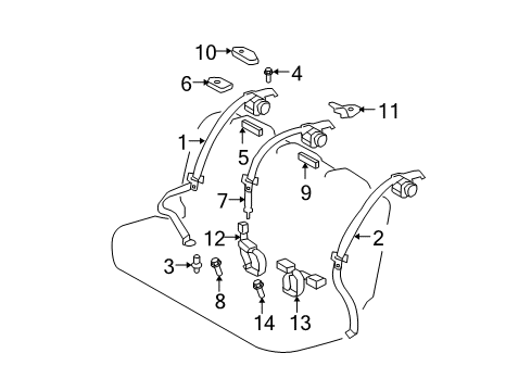 2012 Toyota Yaris Rear Seat Belts Diagram