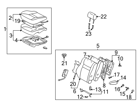2002 Toyota Highlander Front Seat Components Diagram 1 - Thumbnail