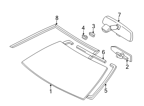 2004 Toyota Celica Windshield Glass, Reveal Moldings Diagram
