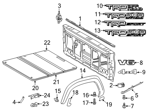 2022 Toyota Tacoma Exterior Trim - Pick Up Box Diagram