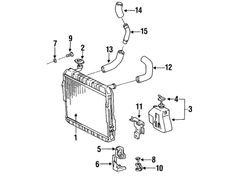 1992 Toyota Land Cruiser Radiator & Components Diagram