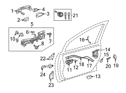 2010 Toyota Prius Handle, Outside, Black, Front Diagram for 69210-74030-C0