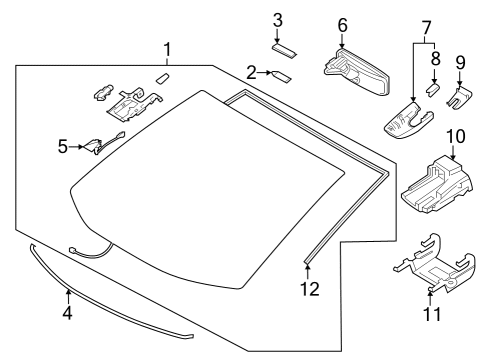 2022 Toyota Corolla Cross Glass - Windshield Diagram