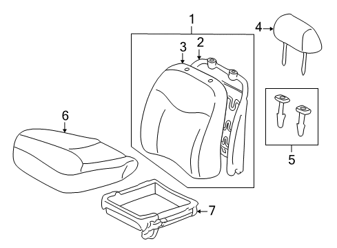 2004 Toyota Echo Front Seat Components Diagram