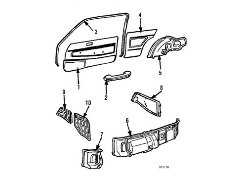 1984 Toyota Starlet Armrest, Front Passenger Side Diagram for 74210-12020-03
