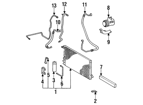 1991 Toyota Previa A/C Condenser, Compressor & Lines Diagram