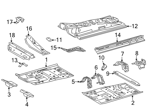 2012 Toyota Yaris Pillars, Rocker & Floor - Floor & Rails Diagram