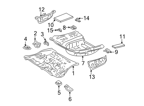 2000 Toyota Solara Rear Body - Floor & Rails Diagram