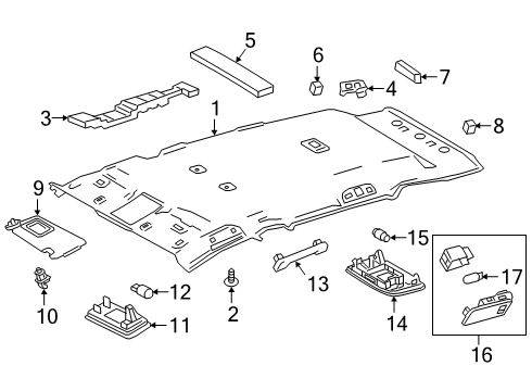 2021 Toyota RAV4 Prime Interior Trim - Roof Diagram 2 - Thumbnail