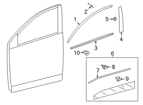 2023 Toyota RAV4 Prime Exterior Trim - Front Door Diagram