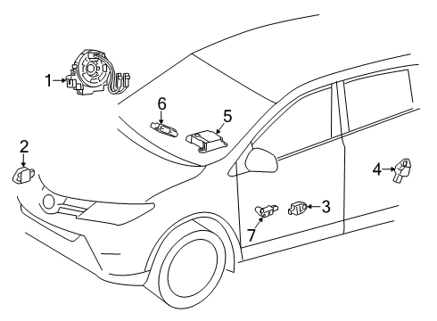 2023 Toyota RAV4 Prime Air Bag Components Diagram