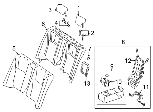 Bracket Sub-Assembly, Rear Seat Armrest, Passenger Side Diagram for 72089-07010