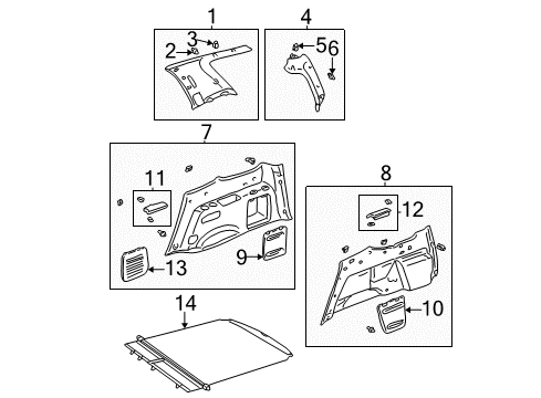 2005 Toyota Sequoia Interior Trim - Quarter Panels Diagram
