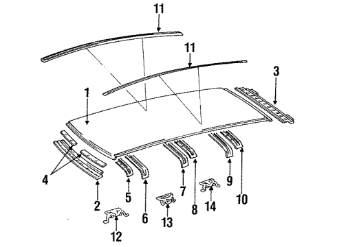 1991 Toyota Previa Roof, Luggage Carrier, Exterior Trim Diagram