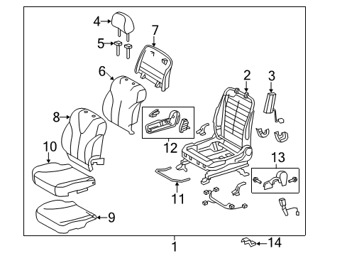 2008 Toyota Camry Passenger Seat Components Diagram 2 - Thumbnail