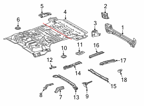 2017 Toyota Land Cruiser Rear Body Panel, Floor & Rails Diagram