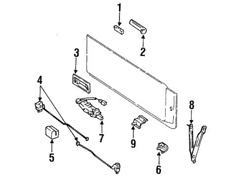 1992 Toyota Land Cruiser Tail Gate - Lock & Hardware Diagram
