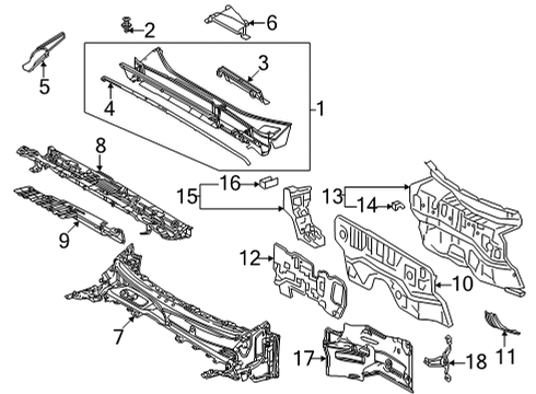Shield, Cowl Ventilator Splash Diagram for 55752-42020