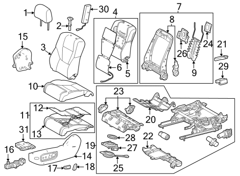 2024 Toyota Sequoia Driver Seat Components Diagram