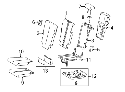 2020 Toyota Sienna Second Row Seats Diagram 1 - Thumbnail