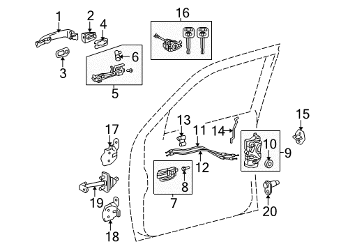 2014 Toyota Tacoma Door & Components Diagram