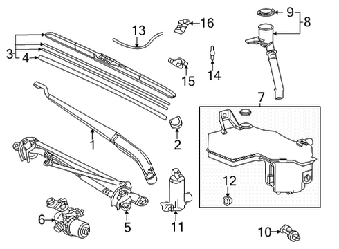 2022 Toyota Sienna Wiper & Washer Components Diagram
