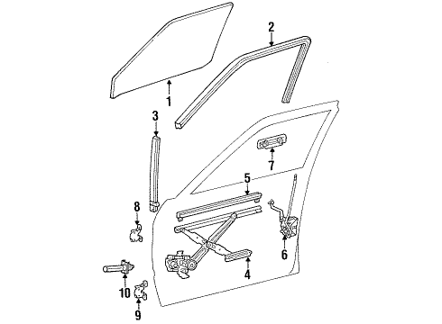 1986 Toyota Land Cruiser Front Door Glass & Hardware Diagram