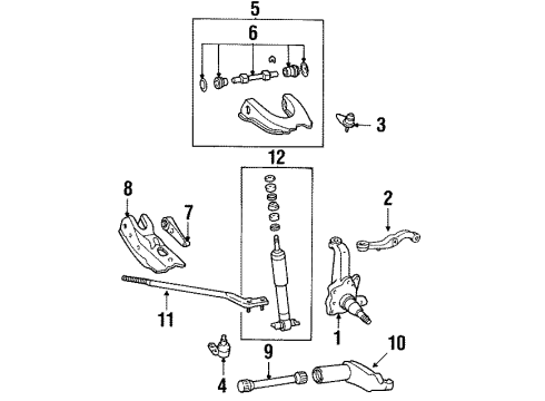 1994 Toyota Pickup Front Suspension, Control Arm Diagram 1 - Thumbnail