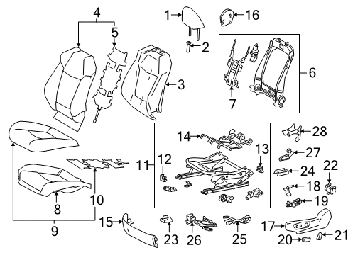 2022 Toyota Corolla Driver Seat Components Diagram