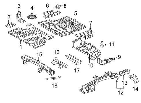 Brace, Front Floor, Driver Side Diagram for 57536-0E010